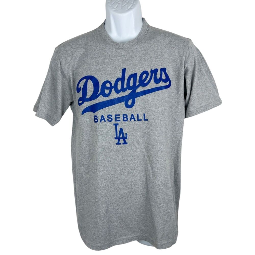 LA Dodgers Shirt Men Medium Grey Short Sleeve Proworld Spellout Baseball MLB Tee